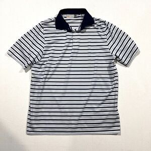 KJUS Polo Shirt Mens Large (52) Blue Striped Golf Performance Stretch Comfort